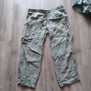 Olive green linen pants
